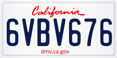 CA license plate 6VBV676