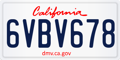 CA license plate 6VBV678