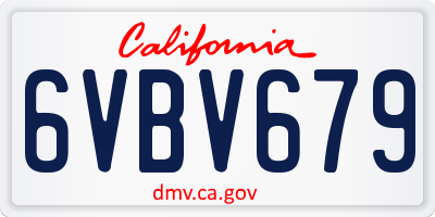 CA license plate 6VBV679