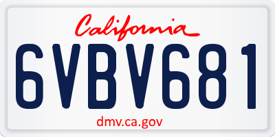 CA license plate 6VBV681