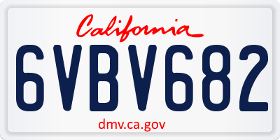 CA license plate 6VBV682