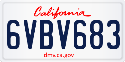CA license plate 6VBV683