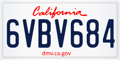 CA license plate 6VBV684