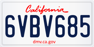 CA license plate 6VBV685