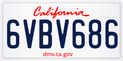 CA license plate 6VBV686