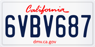 CA license plate 6VBV687