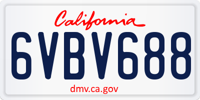 CA license plate 6VBV688