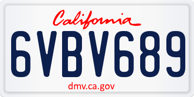 CA license plate 6VBV689