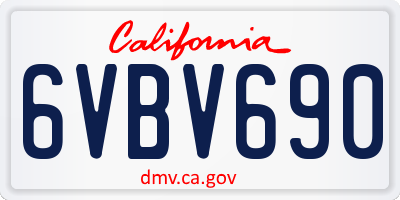CA license plate 6VBV690