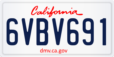 CA license plate 6VBV691