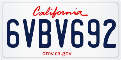 CA license plate 6VBV692