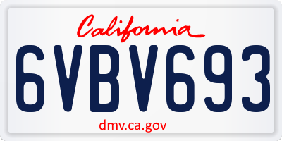 CA license plate 6VBV693