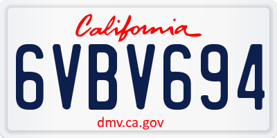 CA license plate 6VBV694
