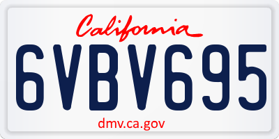 CA license plate 6VBV695