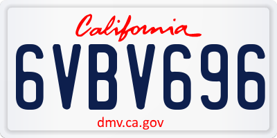 CA license plate 6VBV696