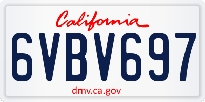 CA license plate 6VBV697