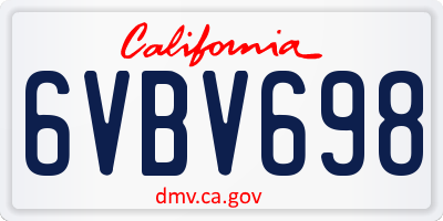 CA license plate 6VBV698