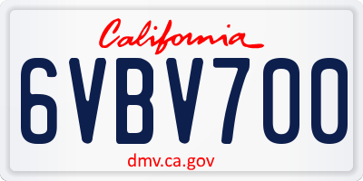 CA license plate 6VBV700