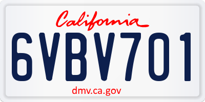 CA license plate 6VBV701