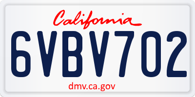 CA license plate 6VBV702