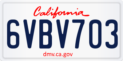 CA license plate 6VBV703