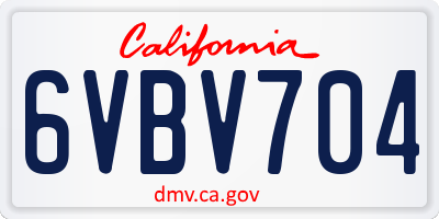 CA license plate 6VBV704