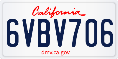 CA license plate 6VBV706