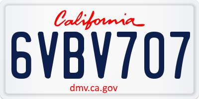CA license plate 6VBV707