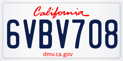 CA license plate 6VBV708