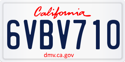 CA license plate 6VBV710