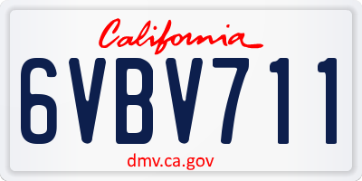 CA license plate 6VBV711