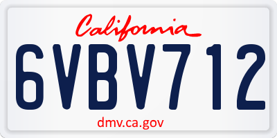 CA license plate 6VBV712
