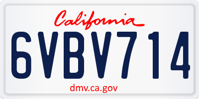 CA license plate 6VBV714