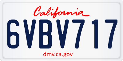 CA license plate 6VBV717