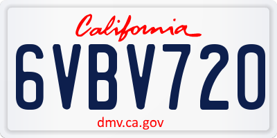CA license plate 6VBV720