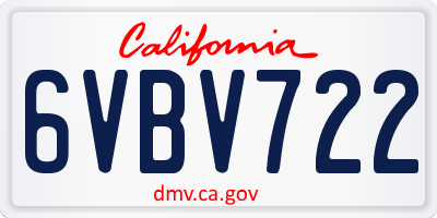 CA license plate 6VBV722