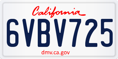 CA license plate 6VBV725
