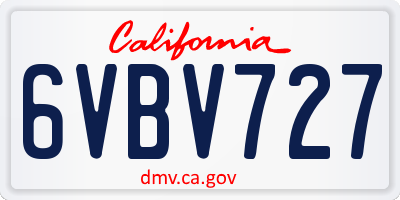 CA license plate 6VBV727