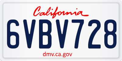CA license plate 6VBV728