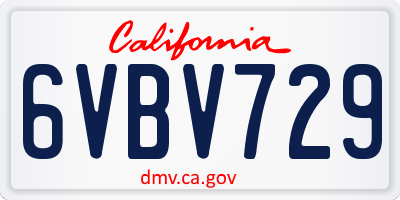 CA license plate 6VBV729