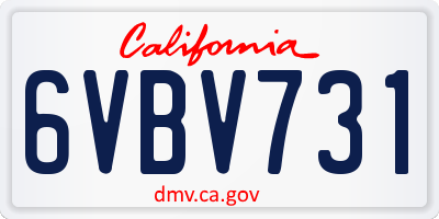 CA license plate 6VBV731