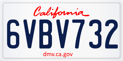 CA license plate 6VBV732