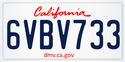 CA license plate 6VBV733