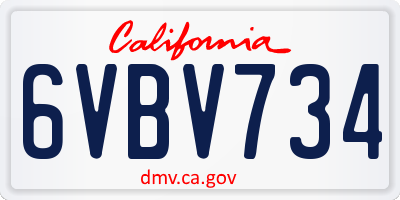 CA license plate 6VBV734