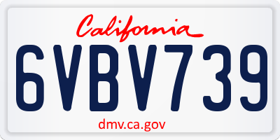 CA license plate 6VBV739