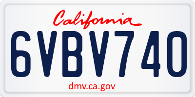 CA license plate 6VBV740