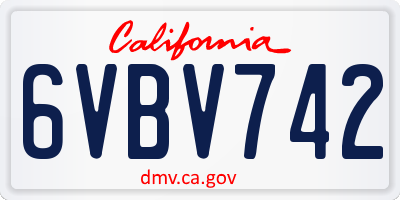 CA license plate 6VBV742