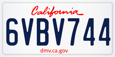 CA license plate 6VBV744