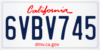 CA license plate 6VBV745
