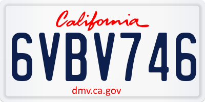 CA license plate 6VBV746